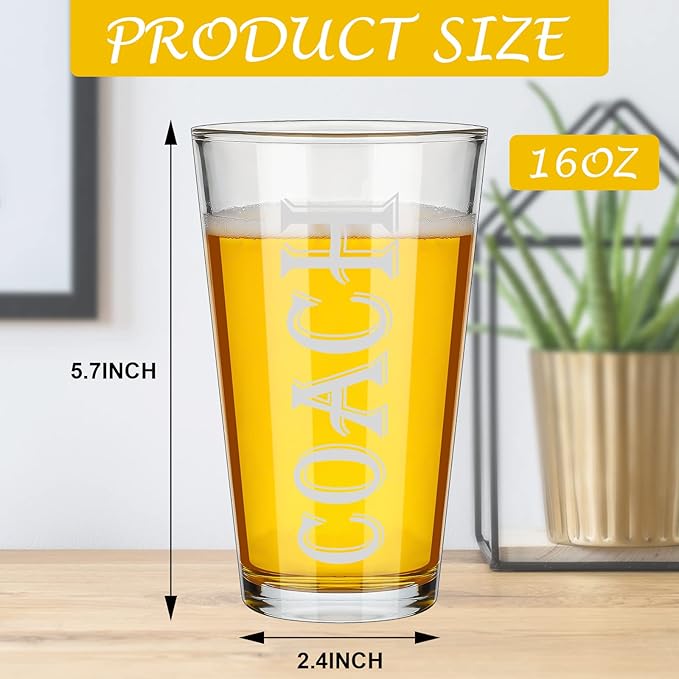3 Pieces Coach Pint Glass Football Soccer Softball Basketball Coach Gifts 16 oz Baseball Glasses for Drinking Water Wine Appreciation Gifts Suitable for Both Men or Women