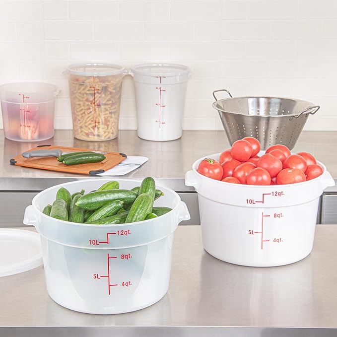 Restaurantware-Met Lux 12 Quart Food Storage Container, 1 Translucent Storage Container - Lids Sold Separately, Red Volume Markers, Dishwashable Container, Side Handles, For Storing Foods