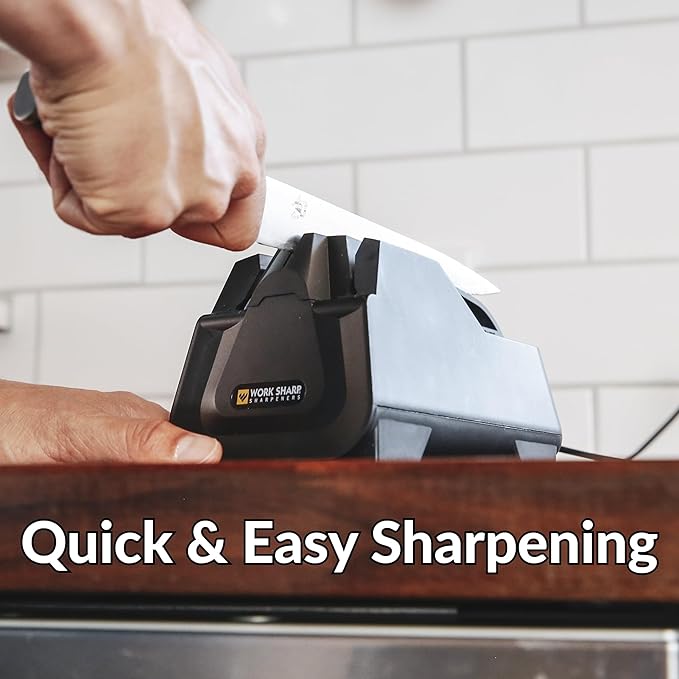 Work Sharp Electric Kitchen Knife Sharpener - Get knives ready for cookouts and BBQ's- Fits in Kitchen Drawer, Sharpens every time, fast & easy