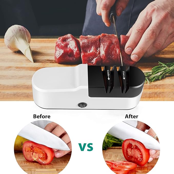 Electric Knife Sharpener for Kitchen Knives, Automatic Knife Sharpener Sharpening & Polishing, Electric Sharpeners Knife Tool Helps Repair, Restore, Polish Blades
