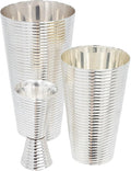 Prince of Scots Fluted Silver Cocktail Shaker Set | 3-Piece Copper with Silver Plate Barware | Classic Boston Shaker for Martini, Manhattan, Bourbon | Elegant Home Bar Gift for Entertaining