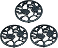 Cast Iron Bird Trivet Set, 3-Pack - Decorative Metal Pot Holders, Rustproof & Rubber Feet for Hot Dishes, Pans, Teapots - Kitchen & Dining Decor, Black