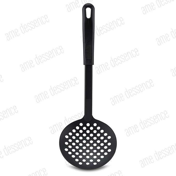 AME D'ESSENCE Skimmer 12 1/2 inch Black Nylon 410ºF Heat Resistant Slotted Skimmer Spoon with Ergonomic Handle Kitchen Gadgets for Straining
