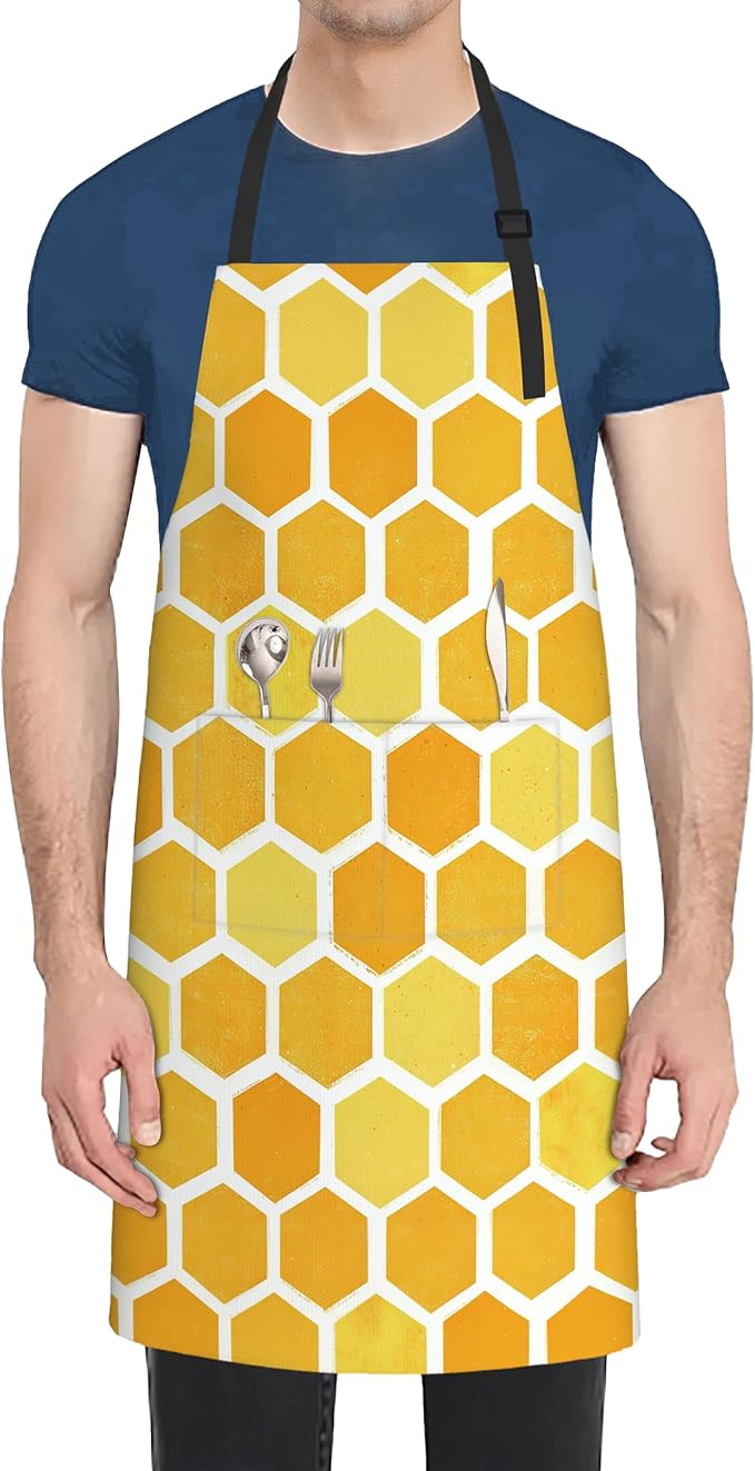 Cooking Apron for Women and Men,Adjustable Chef Bib Apron with 2 Pockets, Water and Oil Resistant for Kitchen Use