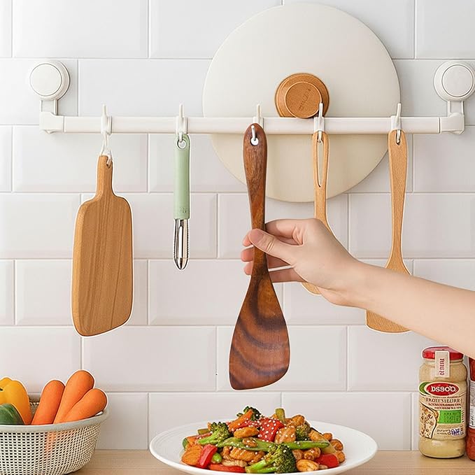 HANSGO Wooden Spatula, 12 Inch Acacia Wood Nonstick Turner, Right Hand Long Handle Flat Frying Spatulas, Kitchen Gift for Mother Wife Grandma, Non Toxic Cooking Utensils for Eggs, Fish, Pancakes