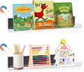 2 Pack Magnetic Book Shelf for Classroom, Strong 8.8lb Magnet Acrylic Whiteboard Shelves, Teacher Supplies Organizer for Kids Books, Posters, Flash Cards, Classroom Accessories Storage (transparent)