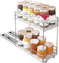 BBV Spice Rack Organizer, Double layer Seasoning Organizer for Cabinet Countertop, Kitchen, Pantry, Sliding Metal Chrome Spice Organization (5 inch)