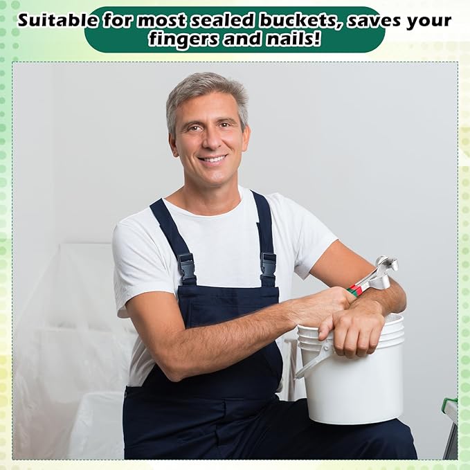 WILLBOND 2 Pcs 5 Gallon Bucket Opener Aluminum Pail Opener 8.27 Inch Bucket Opener Tool Metal Can Opener Buckets with Non Slip Rubber Handle Grip Lid Wrench Lid Remover Tool for Home Industrial