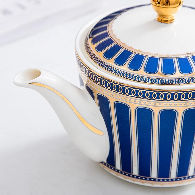 CWLWGO- Royal Teapot,European style Ceramic Tea Pot, Blooming & Loose Leaf Teapot - 25 Ounce,Not included Removable Stainless Steel Infuser.(blue)…