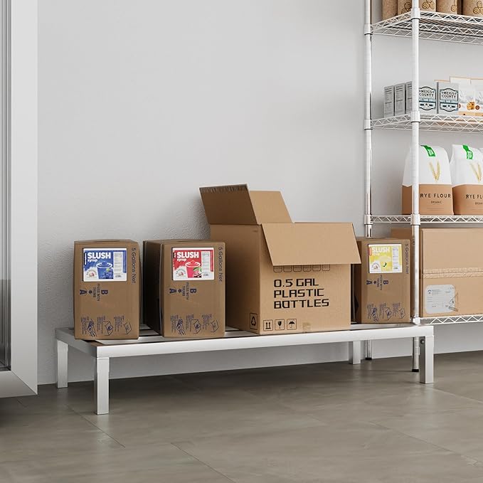 48" Long x 20" Wide | Height: 8" Off The Floor Aluminum Dunnage Rack | Storage in Restaurant, Kitchens and Garages and More!