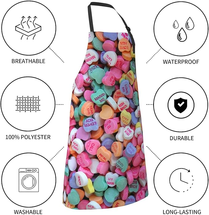Apron for Women Men Hearts Aprons With Pockets Adjustable Washable Aprons for Cooking Baking Kitchen