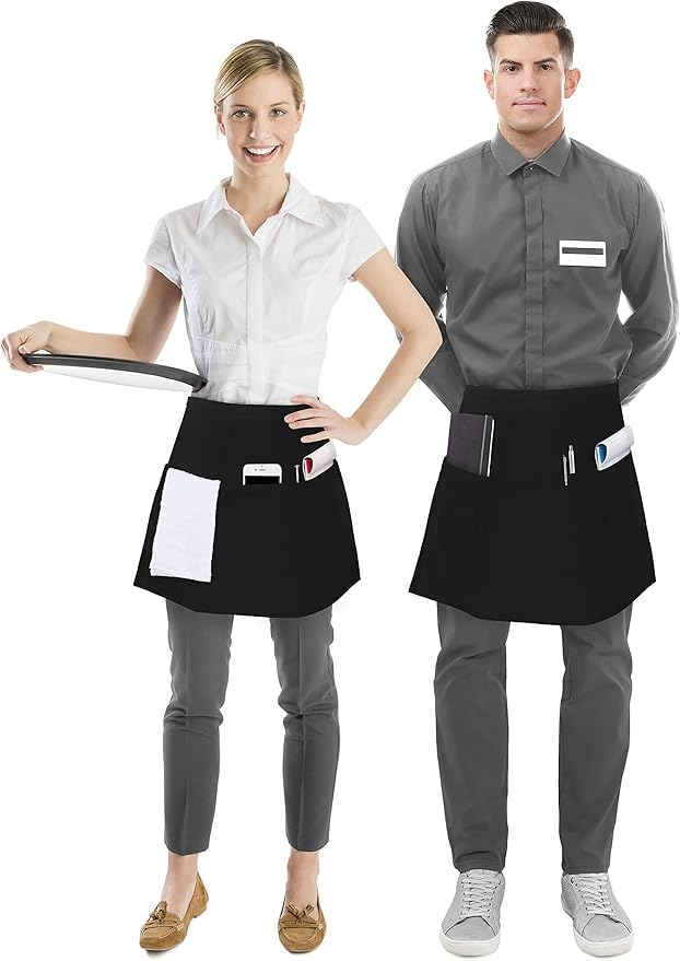 Utopia Wear 12 Pack Server Apron with 3 Pockets, Waist Apron for Waiter Waitress, 12 Inches