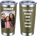 MEWAY Personalized Custom 20oz Stainless Steel Tumbler with Lid, Insulated Double Wall Vacuum Travel Coffee Tumbler Gifts with Text Photo Logo (Army green, 1pack)