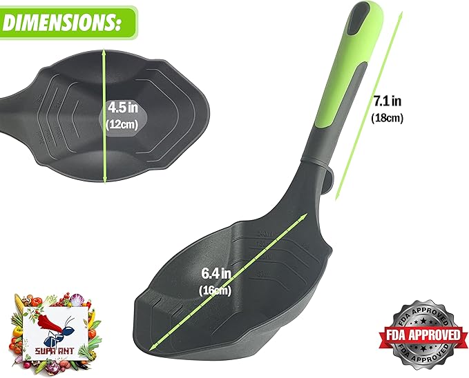 Supa Ant Soup Ladle for Kitchen - Canning Ladle with Pour Spout (8 oz) BPA free and Heat Resistant - Silicone Large Canning Scoop with Pot Clip and Hook Hole - Kitchen Ladel for Cooking