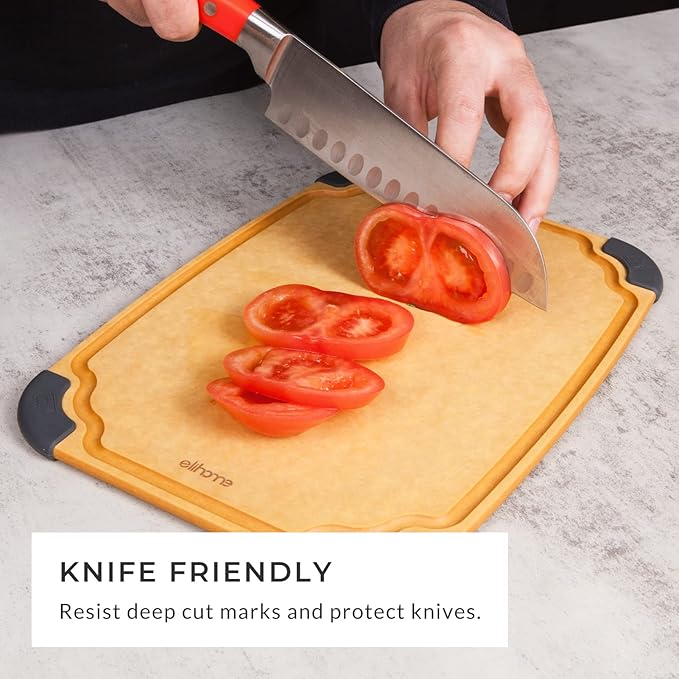 Elihome Essential Series 3-in-1 Cutting Board Set, Knife Friendly, Dishwasher Safe, Juice Groove, Reversible, Non-Porous, Eco-Friendly, Set of 3