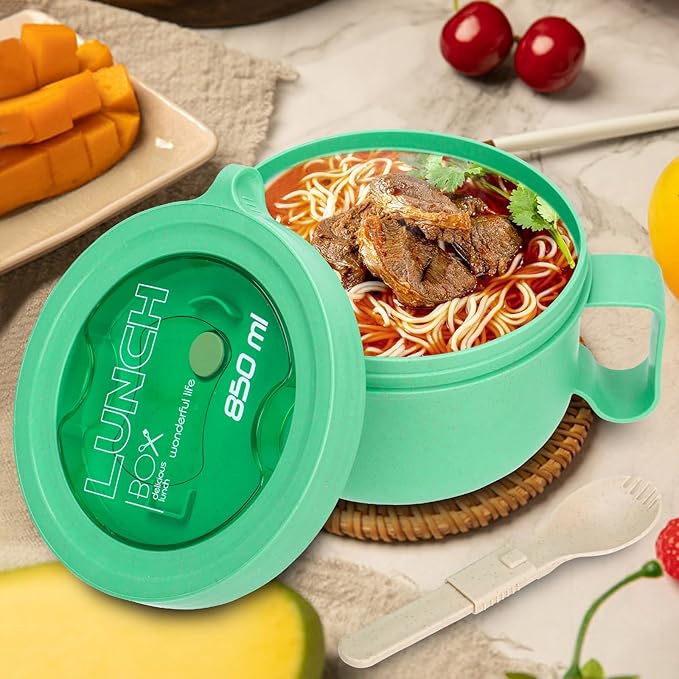 Microwave Ramen Bowl with Lid and Handle for Dorm Essentials,Microwave Soup Mugs Set of 2 for Soup and Instant Noodles,Oatmeal, Gumbo, Salad, BPA Free (Green Green)