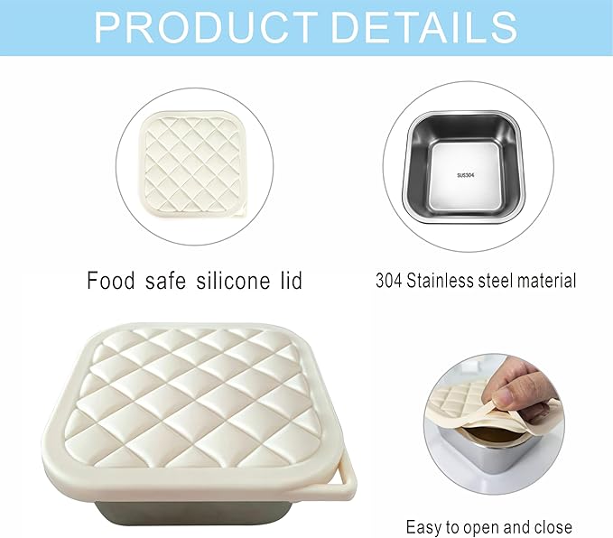 F.Y.Dreams 3 Pack 304 Stainless Steel Sandwich Containers With Silicone Lids/ 3 * 35 OZ/Plastic Free Lunch Box/Metal Bento Box/Meal Prep Food Storage containers/Snack Containers/Cream