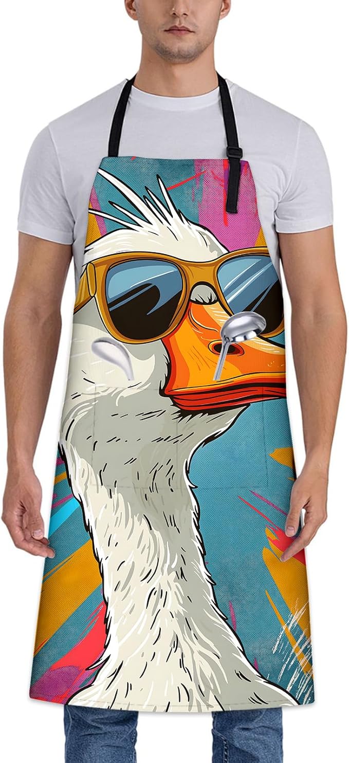 Colorful Pug Apron for Women Men 28x33in, Kitchen Chef Aprons with 2 Pockets, Polyester, Pug Dog Apron