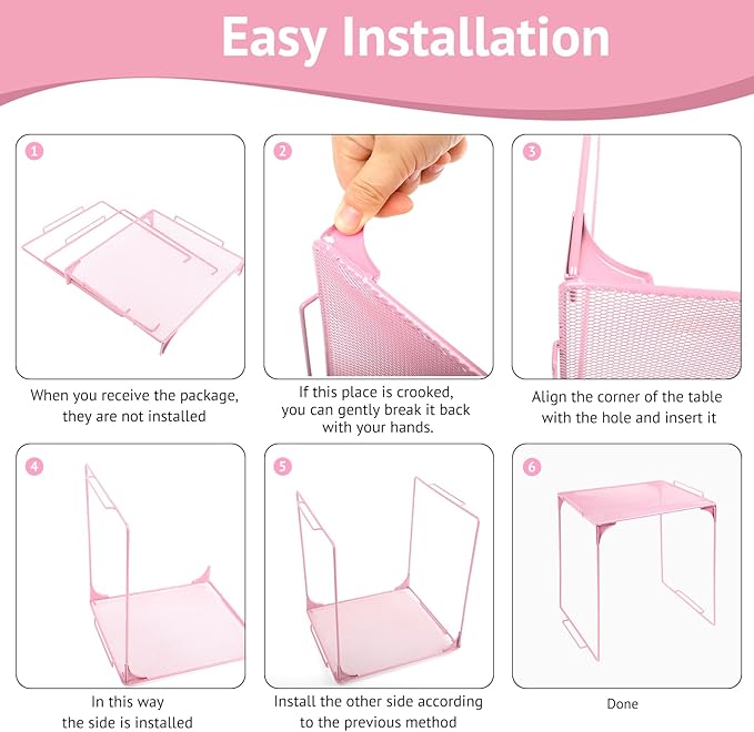 Locker Organizer Shelf Stackable Extra Locker Shelf for School Locker Organizer Storage Cabinet Accessories Suitable for School, Office, and Home use (1, Light Pink)