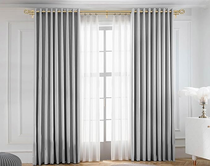 KAMANINA 1 Inch Double Curtain Rods 66 to 120 Inches (5.5-10 Feet) Telescoping Heavy Duty Drapery Rods for Windows 54 to 115 with Twisted Cage End, Warm Gold