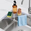 Triangular Sink Rack, Multi-Functional Rack Above The countertop, Foldable Sink Drying mat, Heat-Resistant, Non-Slip, and Rust-Proof Dish Rack (Gray)
