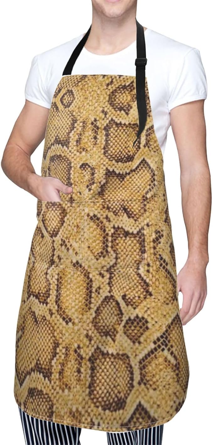 Snakeskin Aprons Cool Aprons with Pockets and Adjustable Mens Apron for Gardening Cooking Kitchen