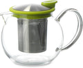FORLIFE Bola Glass Teapot with Basket Infuser, 25oz./750ml., Lime