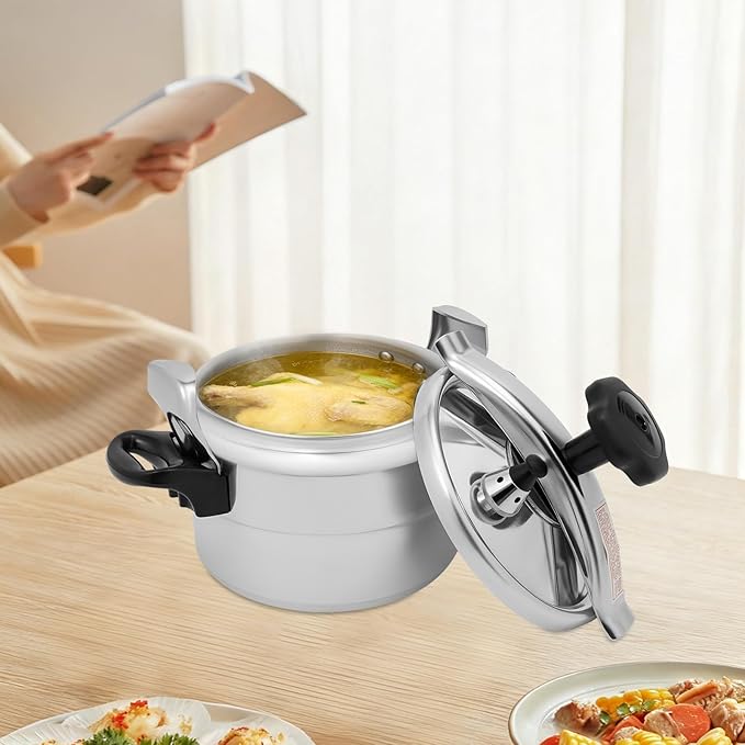 3L Aluminum Pressure Cooker – 11.4psi Fast Cooking Pot for Home Use, 35kPa High Pressure with Safety Lock, 3.17Qt Pot for Soup, Rice & Steaming (7.09"x4.88", Silver)