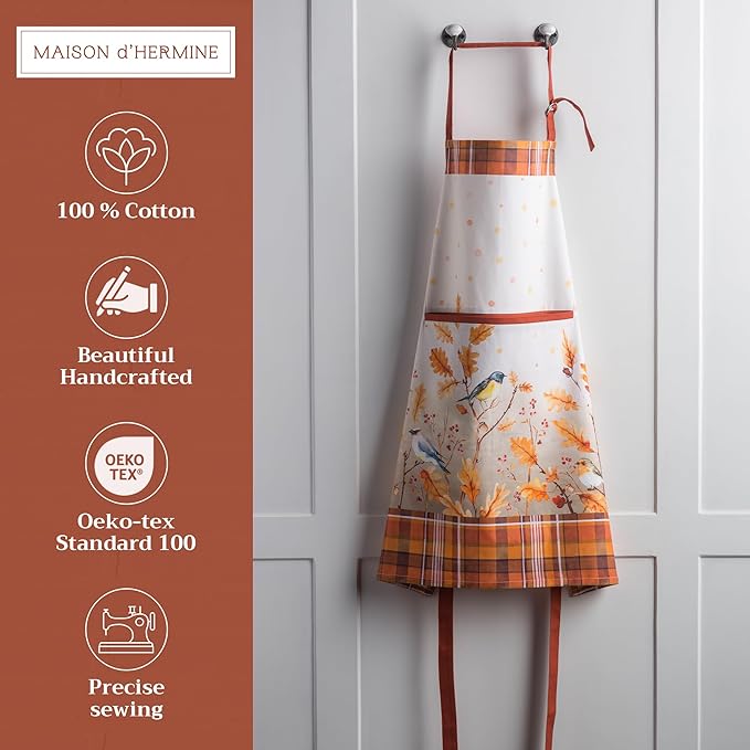 Maison d' Hermine 100% Cotton Apron for women with Pocket Kitchen Chef Apron for Men Cooking Gardening Server Waitress