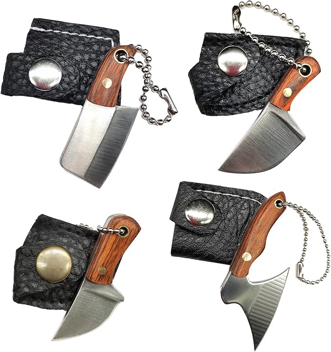 STARDW Mini Pocket Knife Set, Utility EDC Knife with Sheath,Mini Chef Keychain Knife, Tiny Things for Box Cutter Letter Opener Package Opener, Cool Gadgets EDC Tools -Set of 4