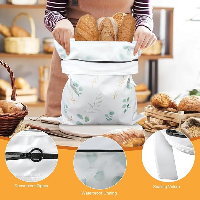 4 Pcs Reusable Beeswax Bread Bags for Homemade Bread 17" x12" Sourdough Storage Bags with Foodgrade TPU Lining Food Wraps to Keeping Fresh Loaf Fresh Freezer Baker Baking Supplies (Green)