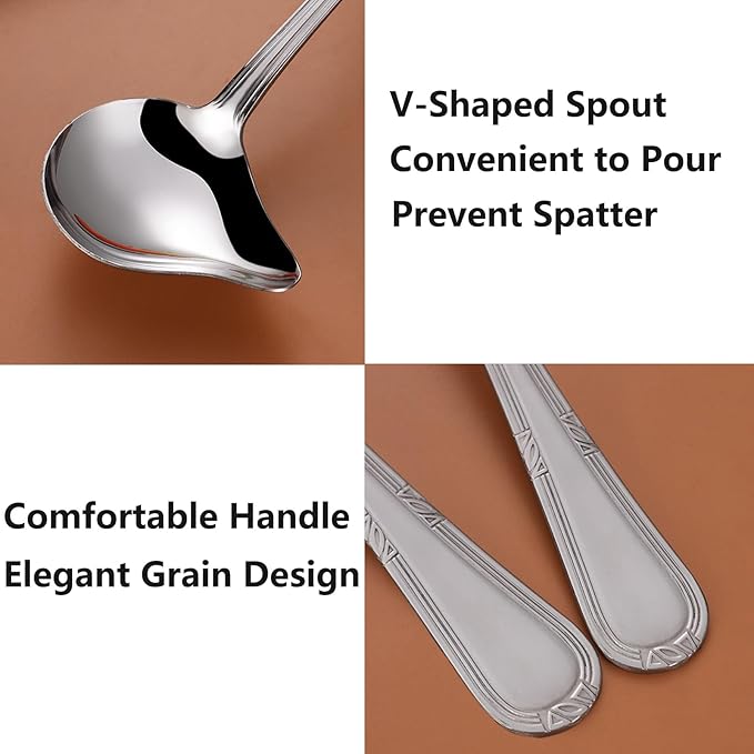 2 PCS Small Ladle, Mini Gravy Ladle Drizzle Spoon, 7.87 Inch Stainless Steel Soup Ladles with Pouring Spout for Spooning Sauces, Gravies