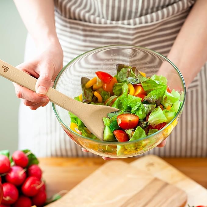 Wooden Spoons for Cooking 6 Piece - Wooden Cooking Utensil Set Nonstick Bamboo Cooking Spoons & Spatula Premium Kitchen Utensils Set Christmas Housewarming Gifts