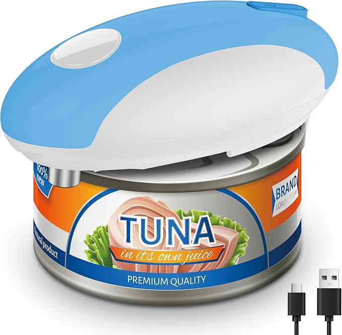 USB Rechargeable Electric Can Opener – Battery Operated, One Touch Automatic Operation, Magnetic Lid Holder & Smooth Edge Cutting, Cordless & Easy to Use for Seniors, Works with All Standard Cans