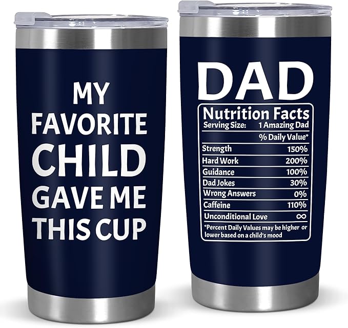 TEEZWONDER Christmas Birthday Gifts for Dad from Daughter Son Wife Kids - 20 oz Stainless Steel Insulated Coffee Tumbler - Grandpa Gift, Mens Birthday Gift Ideas