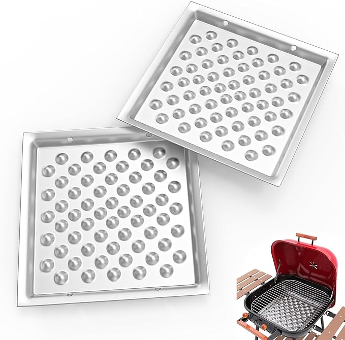 Carbon Steel Ash Pan for Americana Walk-A-Bout, Swinger, Sizzler, and Traveler Charcoal Grills, Replacement Parts for 1040.8.001,2 Pack