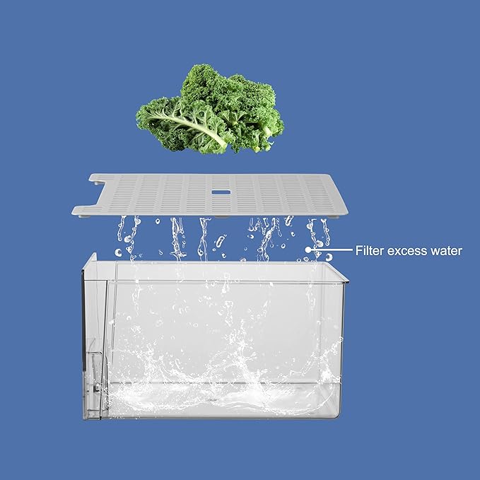 Plastic Clear Fridge Storage Organizer with Drawers & Drainer - Stackable Bins for Kitchen Fruit & Veggie Organization (2PCS, Small)