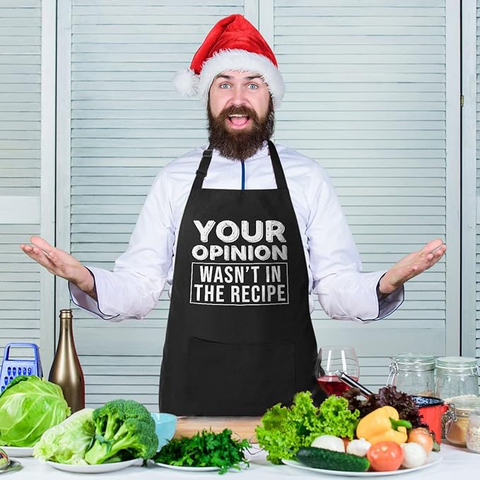 100% Cotton, Black Funny Aprons for Men, Dad, Husband - Birthday, Father’s Day Grilling Gifts for Papa, Husband.