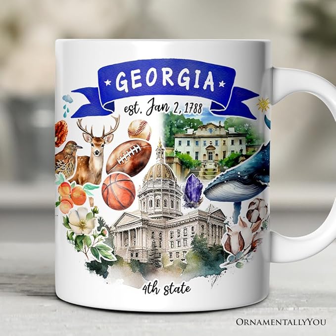 OrnamentallyYou Artistic Georgia State Themes and Landmarks Mug