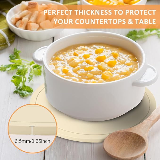 Silicone Trivet Mats Heat Resistant Pot Holders 3 Pack Multipurpose Non-Slip Hot Pads for Kitchen Potholders, Drying mat, Jar Opener, Spoon Holder, Coaster (Apricot)