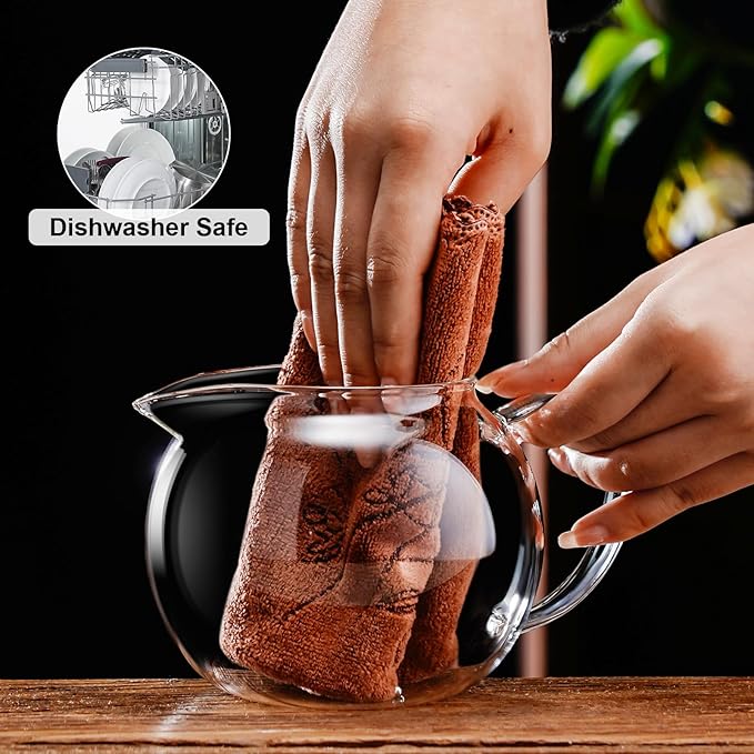 PARACITY Glass Teapot Stovetop 22 OZ/650ml, Tea pot with Removable 18/8 Stainless Steel Infuser, Borosilicate Clear Tea Kettle, Teapot Blooming and Loose Leaf Tea Maker Tea Brewer for Camping, Travel