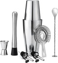 Boston Cocktail Shaker Set, 8-Piece Bartender Kit with 18oz & 28oz Shaker Strainer Muddler Jigger Mixing Spoon Pourers, Bar Accessories, Stainless Steel Martini Shaker, Bar Tools