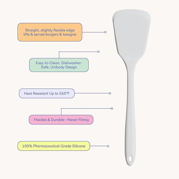 GIR: Get It Right Silicone Kitchen Spatula Turner - Non toxic cooking utensils for Nonstick Cookware, Cooking and Baking, Ultimate - 13IN - Studio White