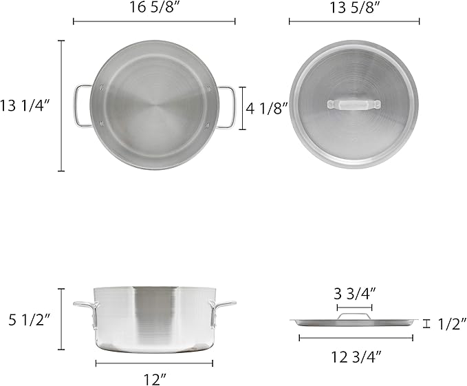 Thunder Group 12 Quart Aluminum Braiser with Lid