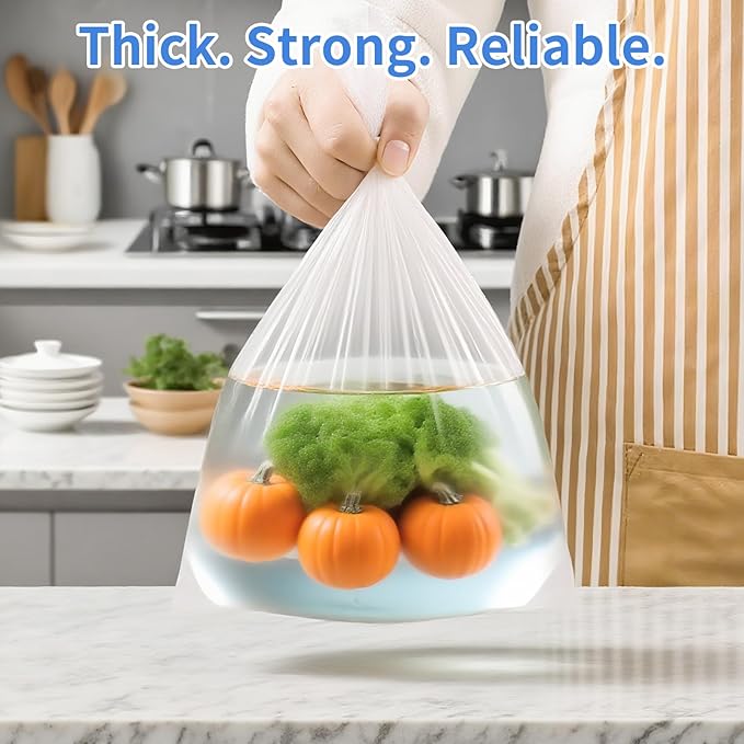 Food Storage Plastic Bag Rolls, 2 Rolls 12x20 Clear Produce Bags Roll for Food Storage, Bread, Vegetables, Fruit, Trash Bags Plastic, 350 Bags/Roll