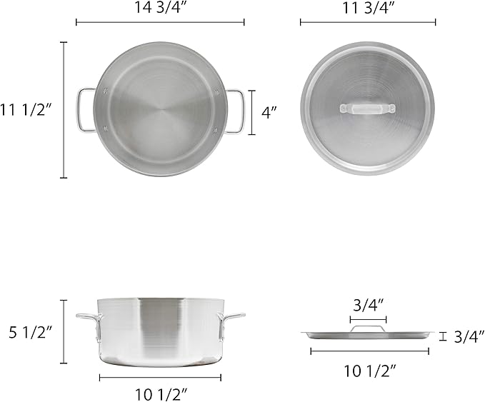 Thunder Group ALSKBP001 Brazier Pot 8 Quart Capacity With Cover