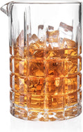 Cocktail Mixing Glass, 18.5oz Crystal Mixing Glass, Thick Bottom Bar Stirring Pitcher for Whiskey Manhattan Martini