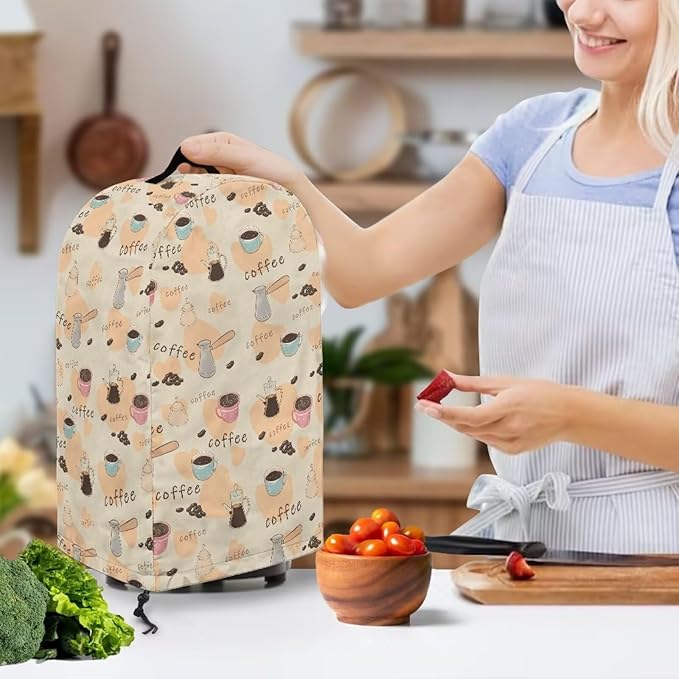 Coffee Theme Coffee Machine Dust Cover Mixer Hood Cover Blender Covers for Kitchen Counter Blender Dust Covers for Kitchen Counter Kitchen Decor