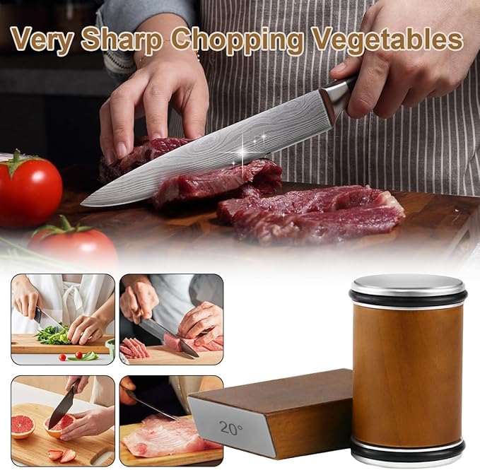 Rolling Knife Sharpener Kit - Magnetic knife sharpener with Diamond Grit 400/1000 & Angles 15° & 20°, Razor sharp Edges, Multipurpose Rolling Sharpener for Kitchen Knives, Pocket Knives, Chef's Knive