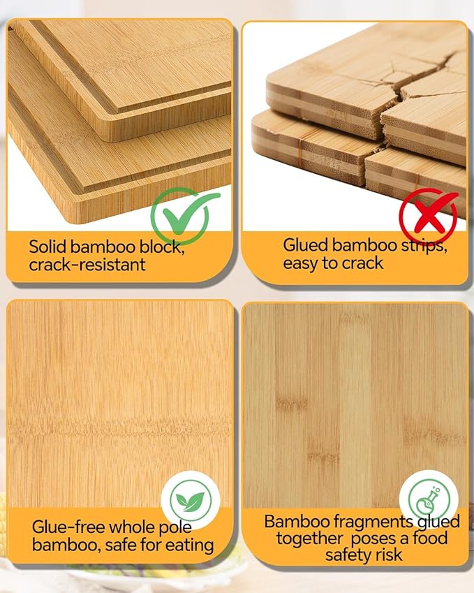 Cutting Boards for Kitchen - Food Grade Double Sided Pure Stainless steel& Bamboo Chopping Board with Handle, Slip resistant Non-toxic Charcuterie Board Housewarming Gifts (15.5×10)
